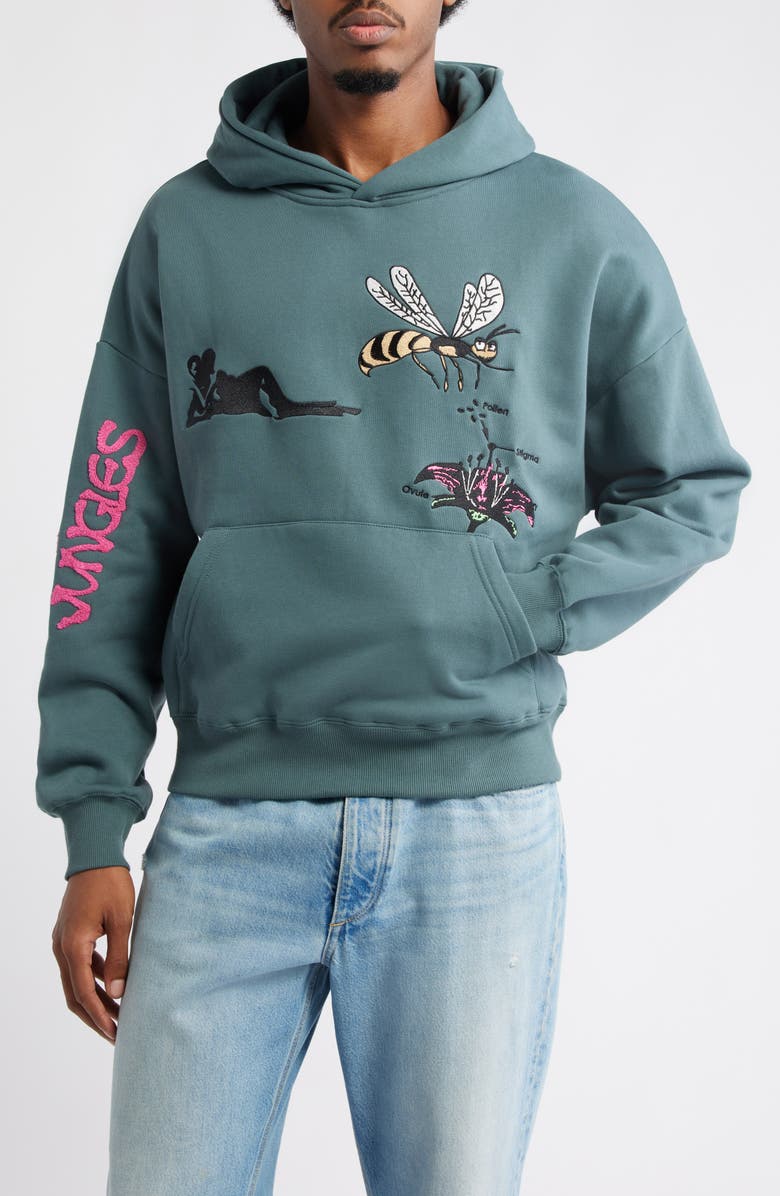 JUNGLES Pollinate Cotton Blend Hoodie, Main, color, Green