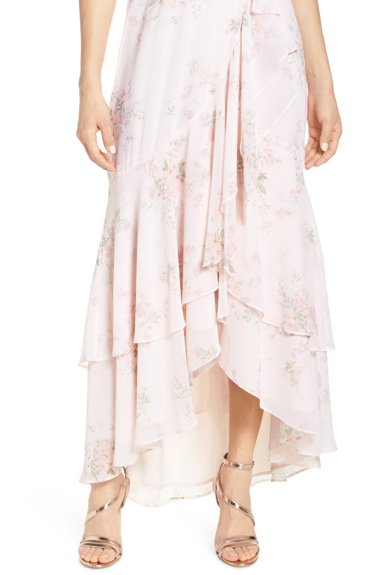 Elanor Ruffle Faux Wrap Maxi Dress, Alternate, color, BLUSH FLORAL