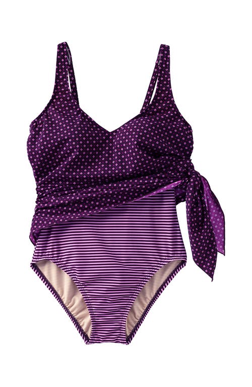 LANDS' END LANDS' END SLENDER SUIT FAUXKINI ONE PIECE SWIMSUIT 