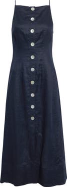 Veronica Beard Georges Linen Button-Up Midi Sundress