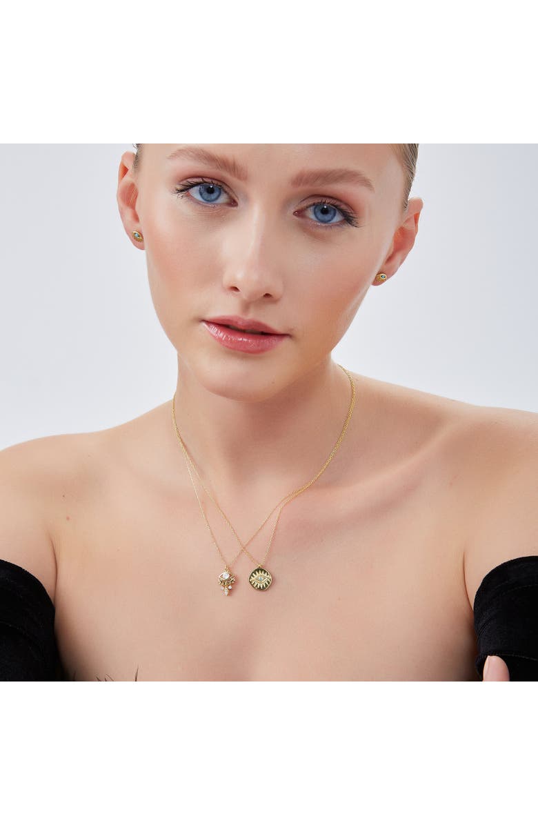 Spero London Eye Coin Sterling Silver Evil Eye Necklace, Alternate, color, Gold