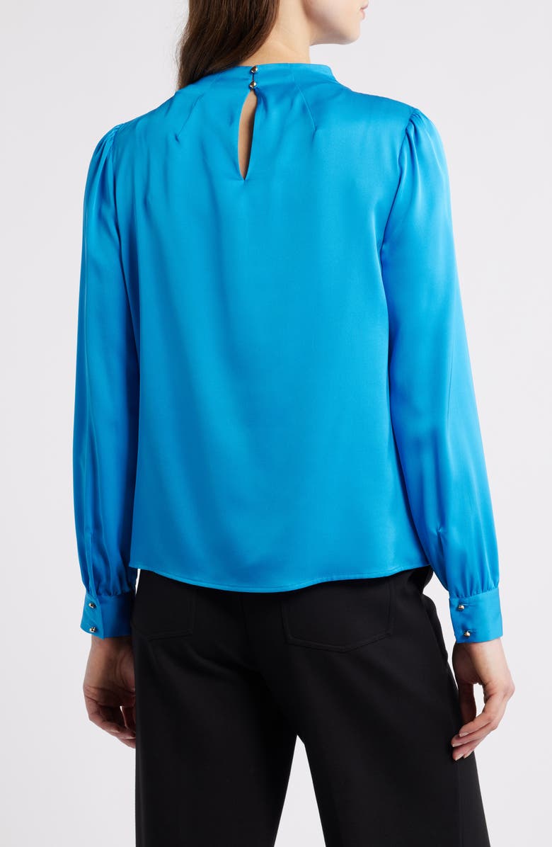 Elie Tahari The Tien Draped Stretch Silk Top, Alternate, color, Cosmic Blue