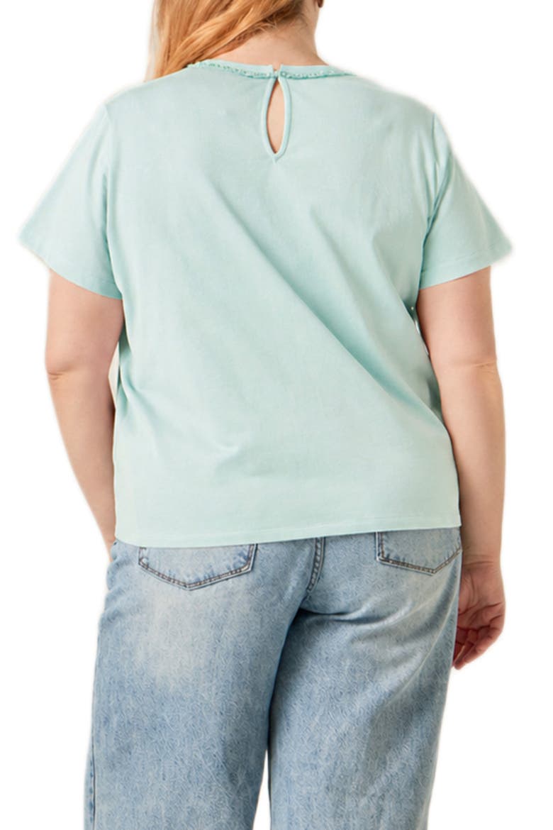 Beaded Bow Cotton T-Shirt, Alternate, color, MINT