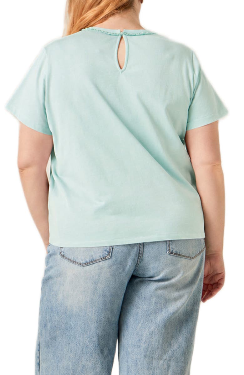 English Factory Beaded Bow Cotton T-Shirt, Alternate, color, Mint