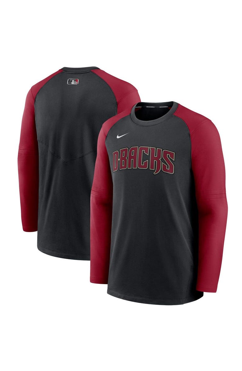 Nike Men's Nike Black/Red Arizona Diamondbacks Authentic Collection Pregame Performance Raglan Pullover Sweatshirt, Main, color, 