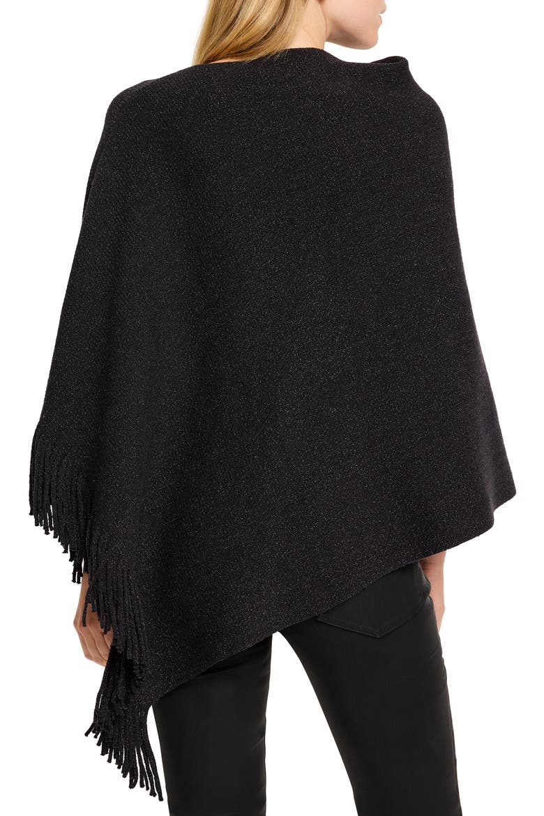 Go To Metallic Fringe Trim Poncho, Alternate, color, BLACK ONYX