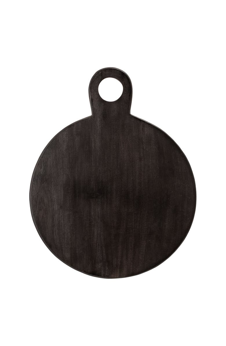 Storied Home Round Acacia Wood Cheese and Cutting Board with Circle Handle, Black, Main, color, Black