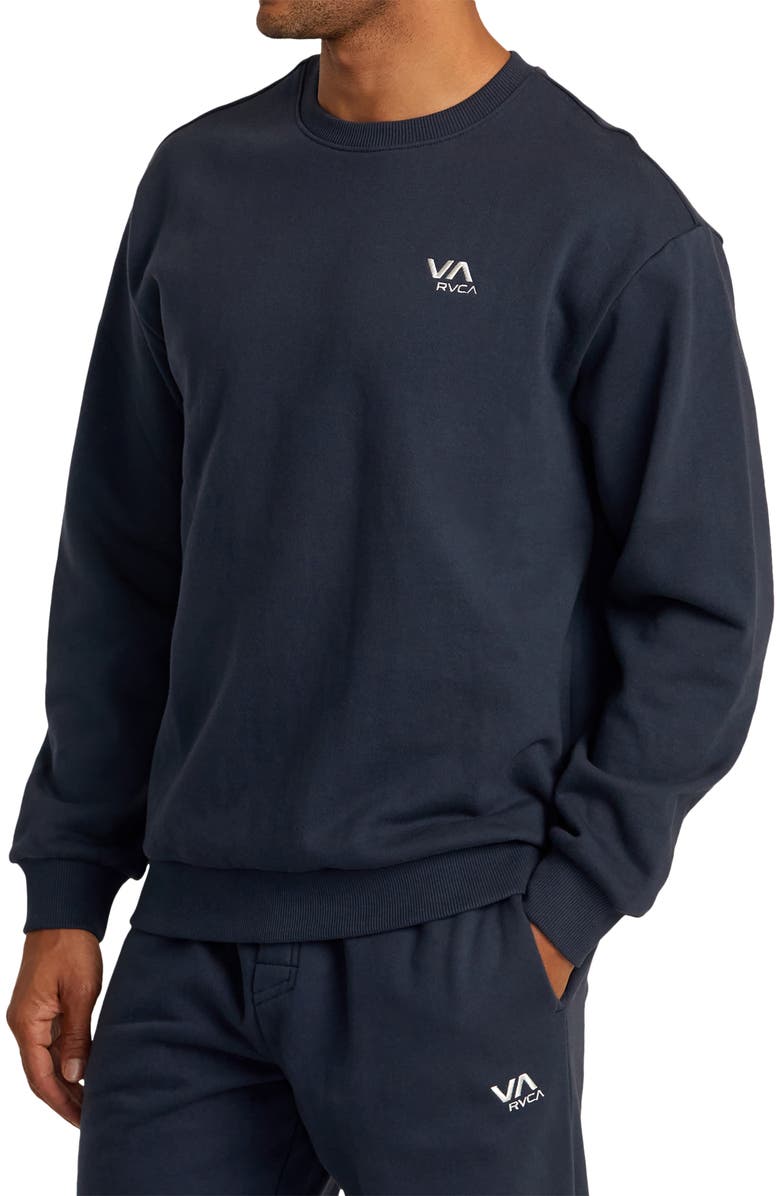 RVCA Essential Logo Embroidered Sweatshirt, Alternate, color, Indigo