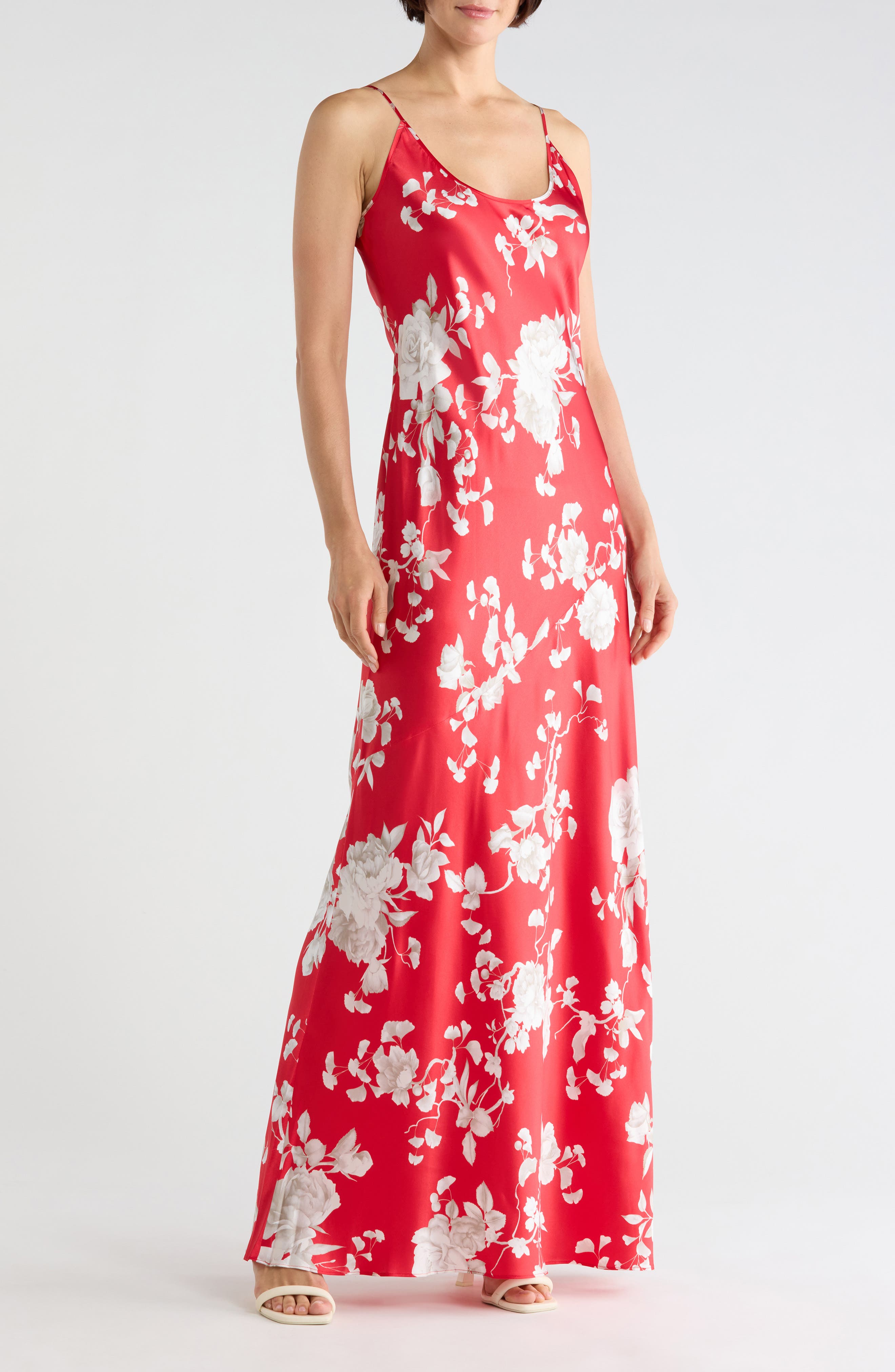 Charmaine Floral Silk U-Neck Gown