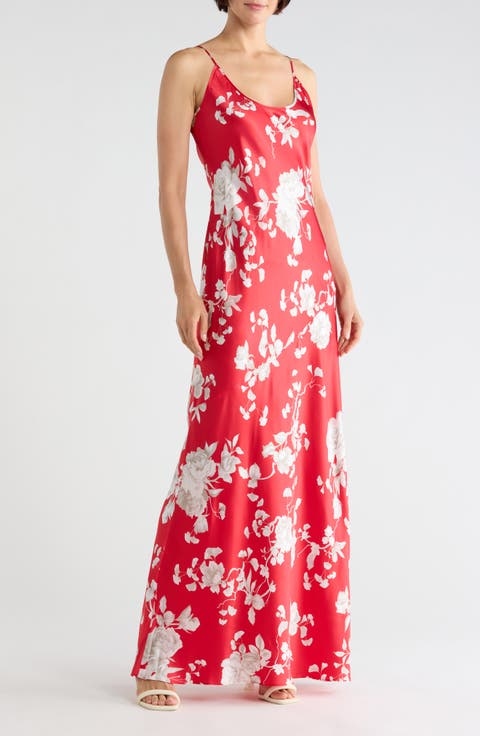Charmaine Floral Silk U-Neck Gown