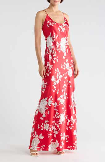 Charmaine Floral Silk U-Neck Gown