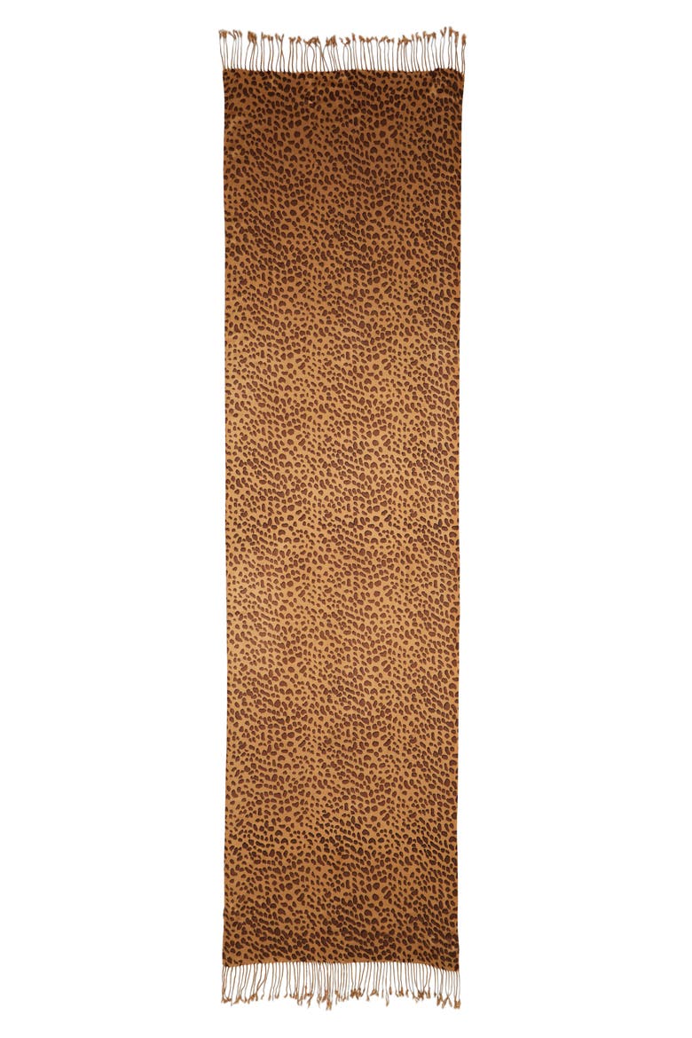 Leopard Print Scarf, Alternate, color, CAMEL