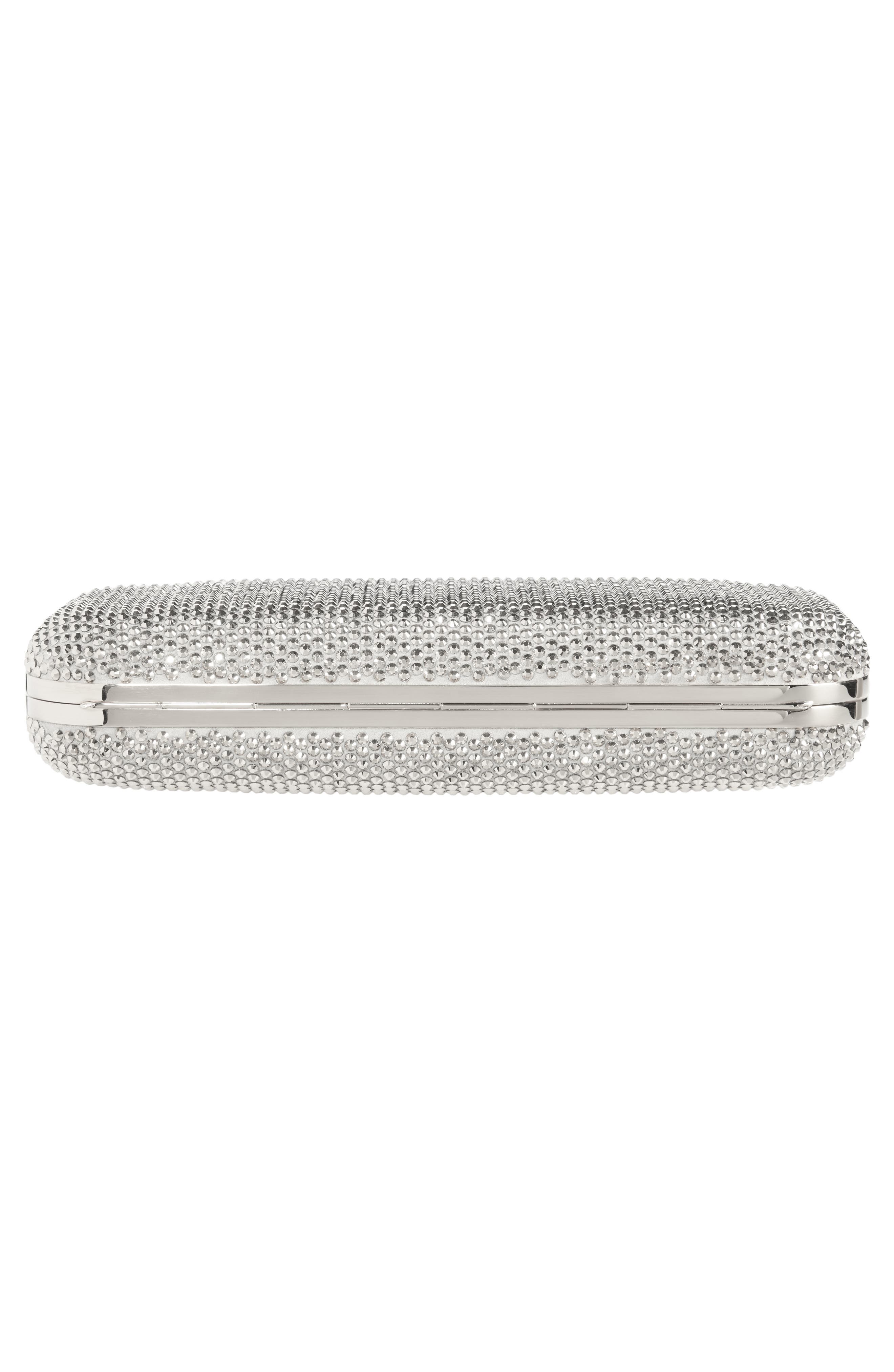 Long Knuckle Crystal Embellished Suede Clutch, Alternate, color, LEAD