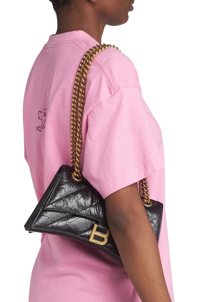 Balenciaga Crush Quilted Leather Shoulder Bag, Alternate, color,