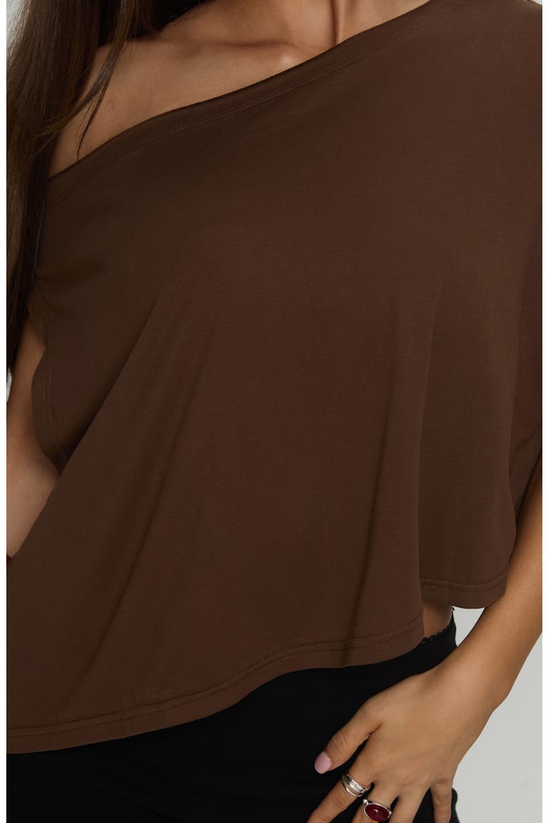 Passerby Asymmetric One-Shoulder Top, Alternate, color, BROWN