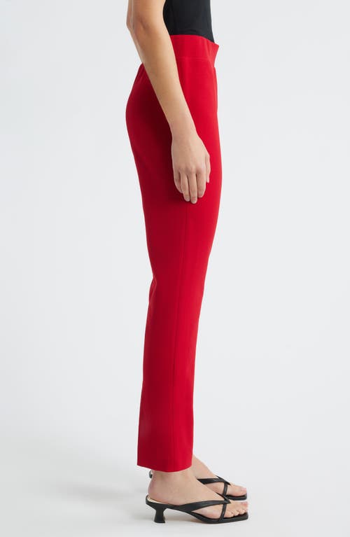 Ming Wang Deco Straight Leg Stretch Crepe Pants In Red