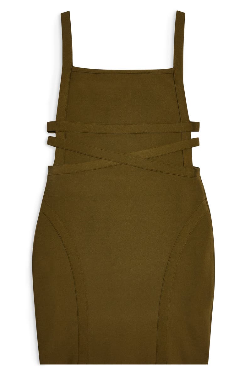 Topshop Strap Side Bandage Body-Con Dress, Alternate, color, Olive
