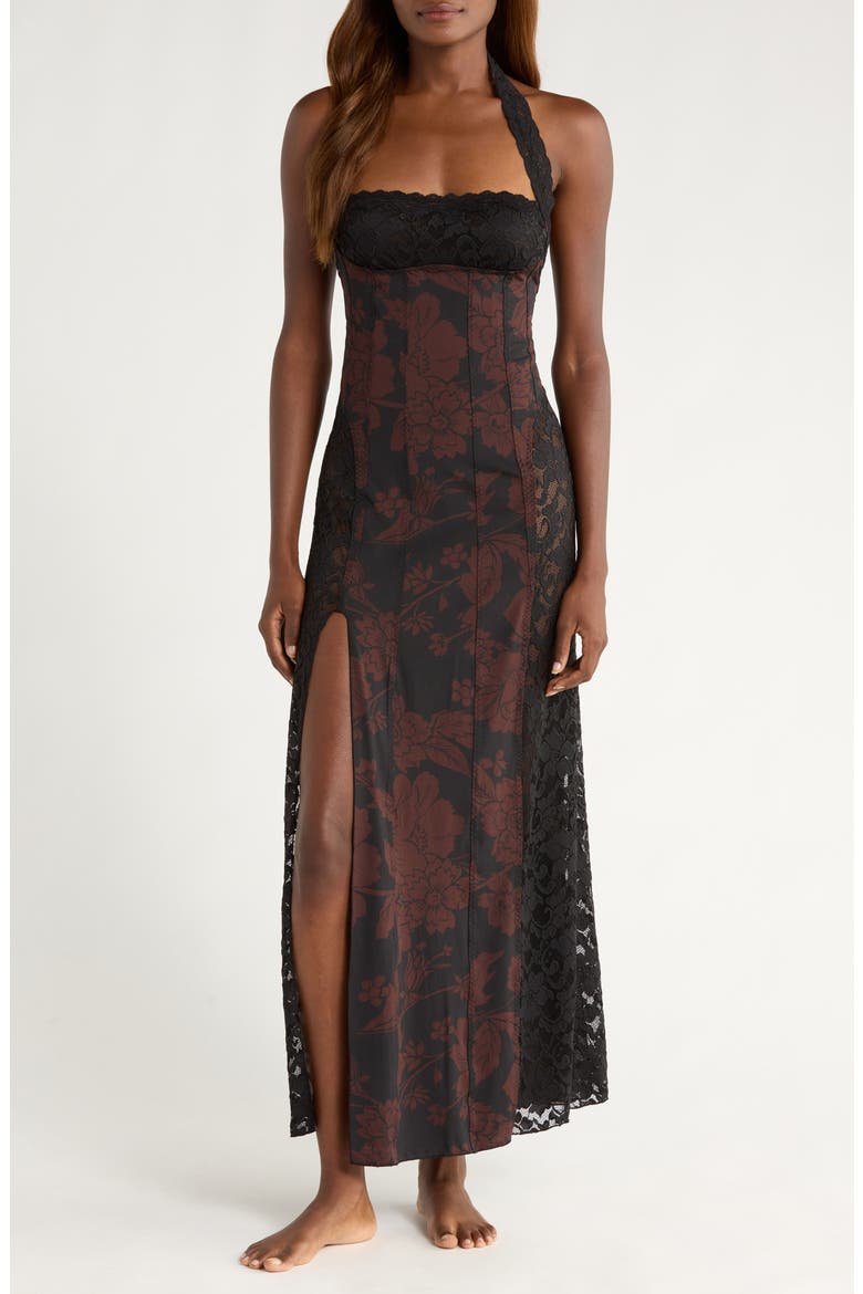 free people halter maxi dress Love You Most Print Lace (Women) GOLD