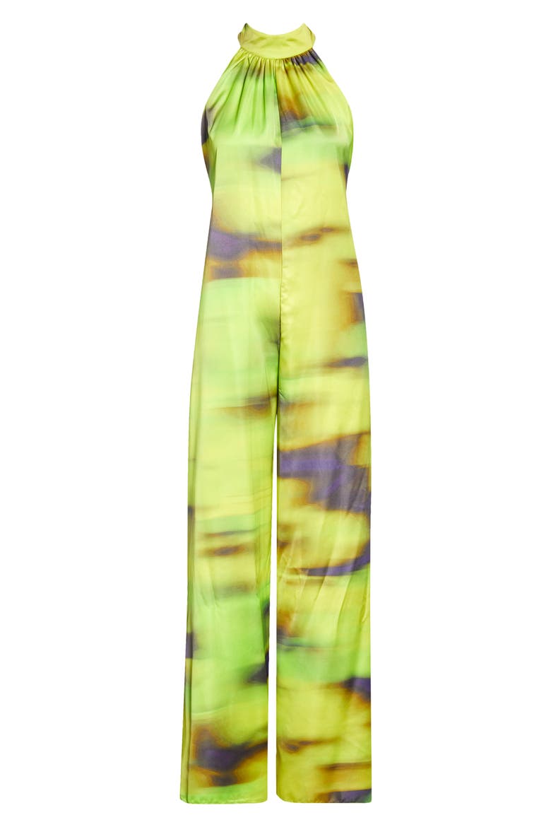 Halter Neck Open Back Wide Leg Jumpsuit, Main, color, LIGHT GREEN