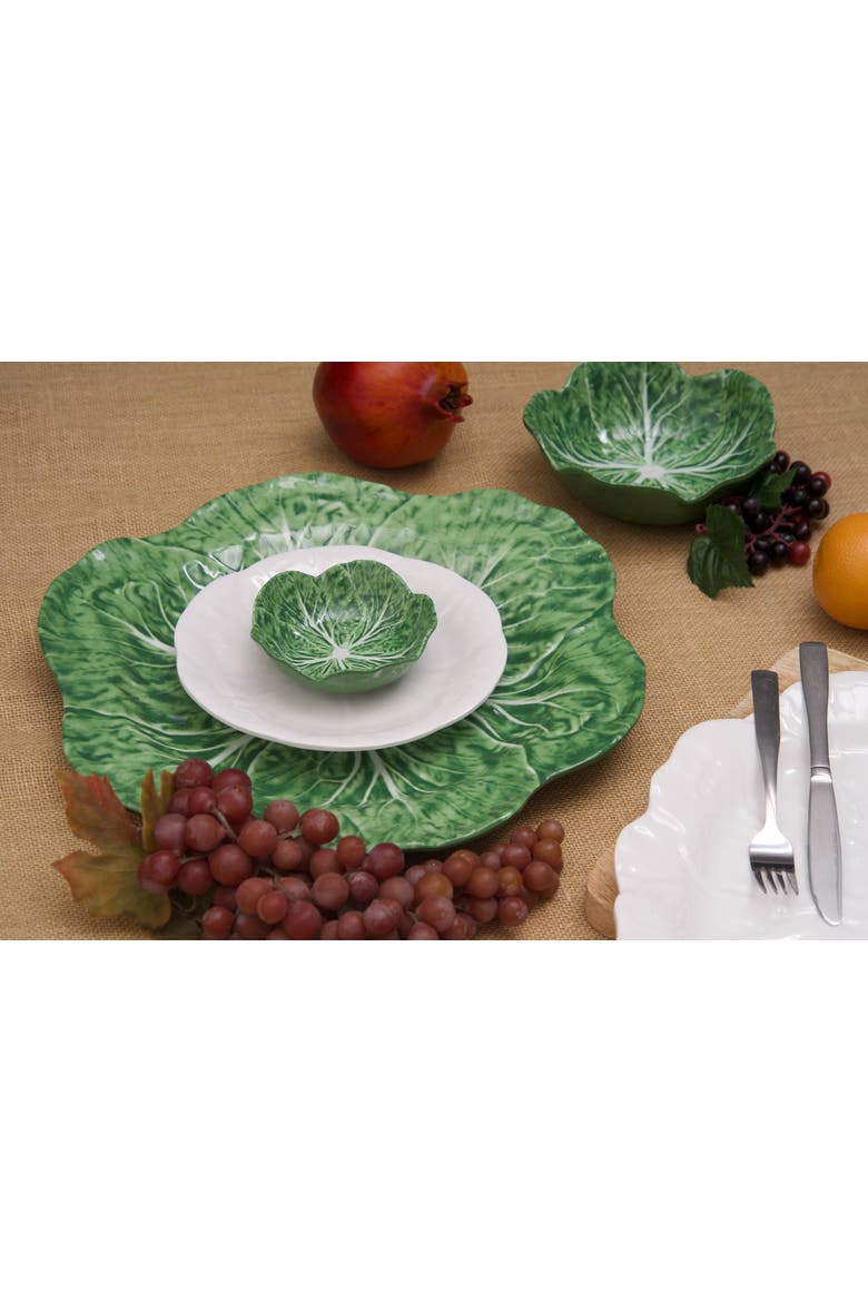 Cabbage Leaf Set of 4 Cereal Bowl Dishes 4.72", Alternate, color, Green