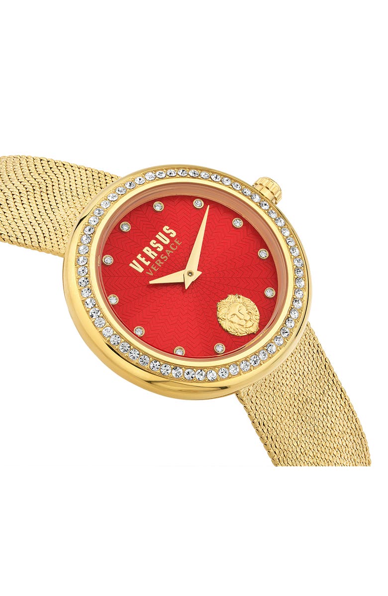 VERSUS Versace Lea Crystal Mesh Strap Watch, 35mm, Alternate, color, Gold