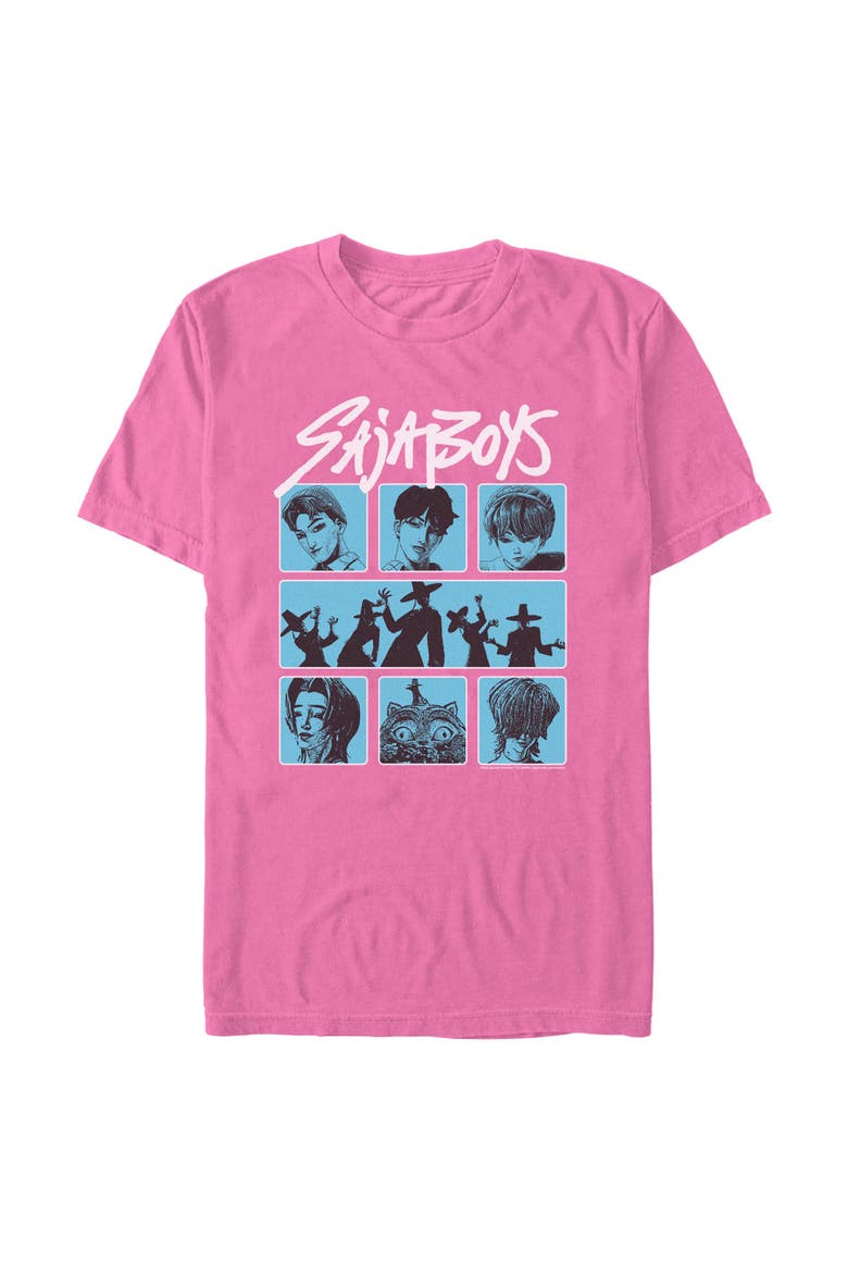 Men's KPop Demon Hunters Saja Boys Group  Graphic T-Shirt, Main, color, Neon Pink