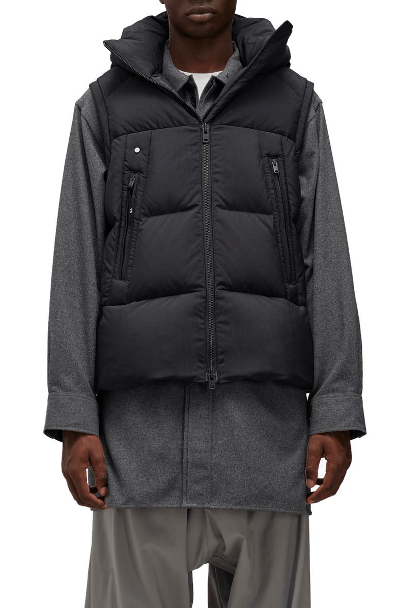 Y-3 Hooded Insulated Down Puffer Vest, Main, color, 