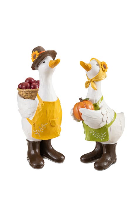 Set of 2 Fall Resin Geese Table Decor