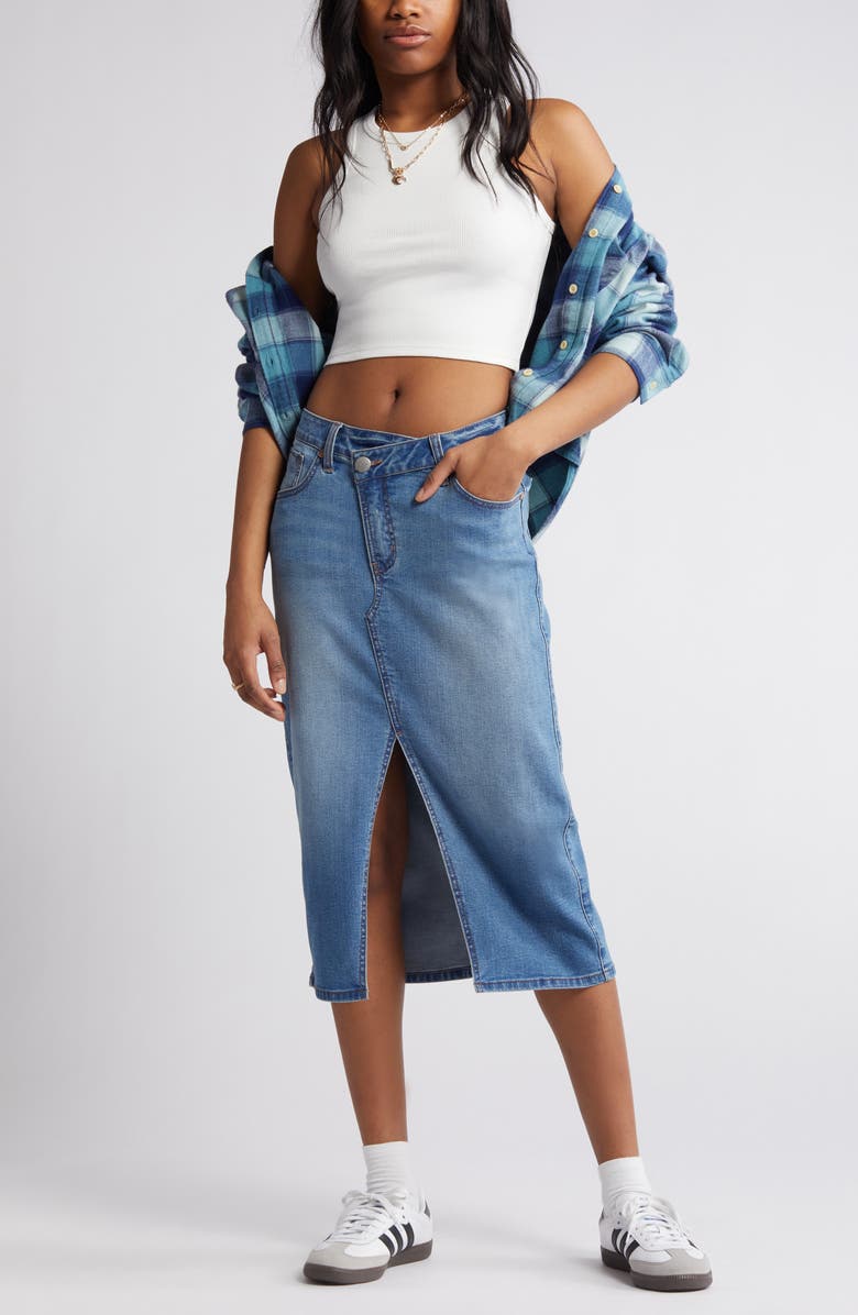 1822 Denim Crossover Waist Denim Skirt, Main, color,