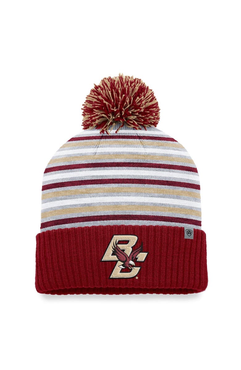 TOP OF THE WORLD Men's Top of the World  Maroon Boston College Eagles Dash Cuffed Knit Hat with Pom, Main, color, 
