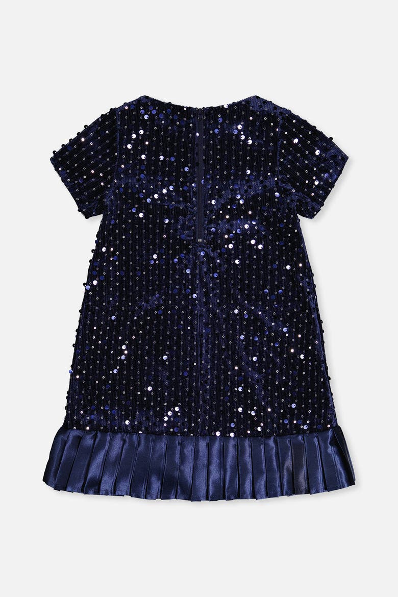 Sparkle Velour Short Sleeve A-Line Dress, Alternate, color, Dark Blue