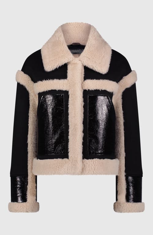 Lyla Grant Jacket With Fur-free Shearling (faux Fur) Trim In Black