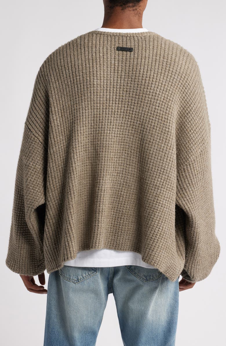 Fear of God Essentials Heavyweight Waffle Cardigan, Alternate, color, 