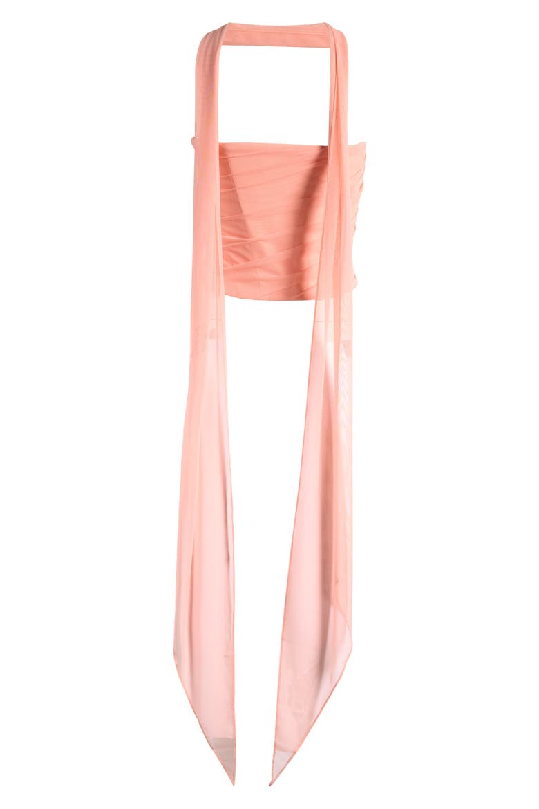 Hallie Corset Mesh Halter Top, Alternate, color, PEACH PEARL