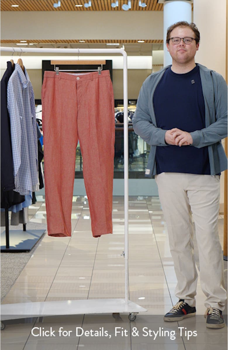 Flat Front Slub Linen Chambray Dress Pants, sales video thumbnail