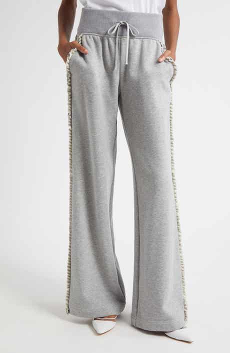 Cinq à Sept Ruffle & Rhinestone Wide Leg Joggers