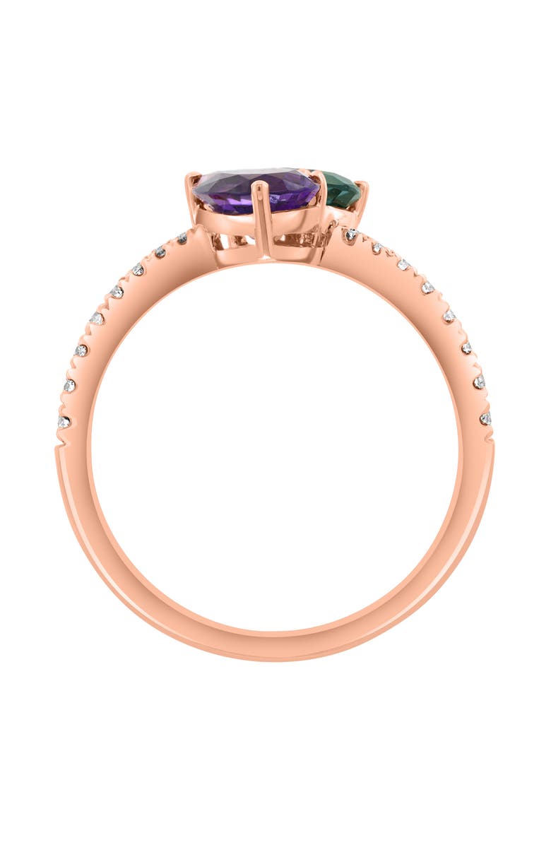 EFFY 14K Rose Gold Amethyst, London Blue Topaz & Diamond Ring, Alternate, color,
