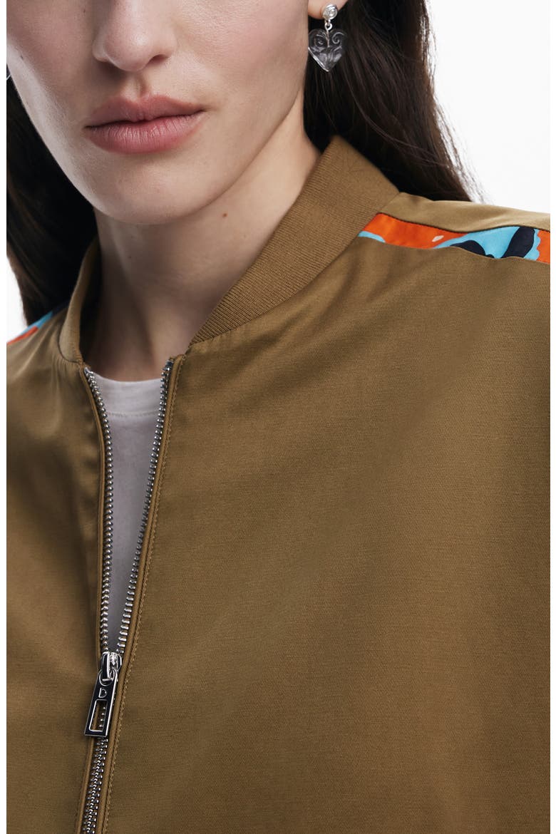 Contrast Sleeve Stripe Cotton Blend Bomber Jacket, Alternate, color, CAMEL