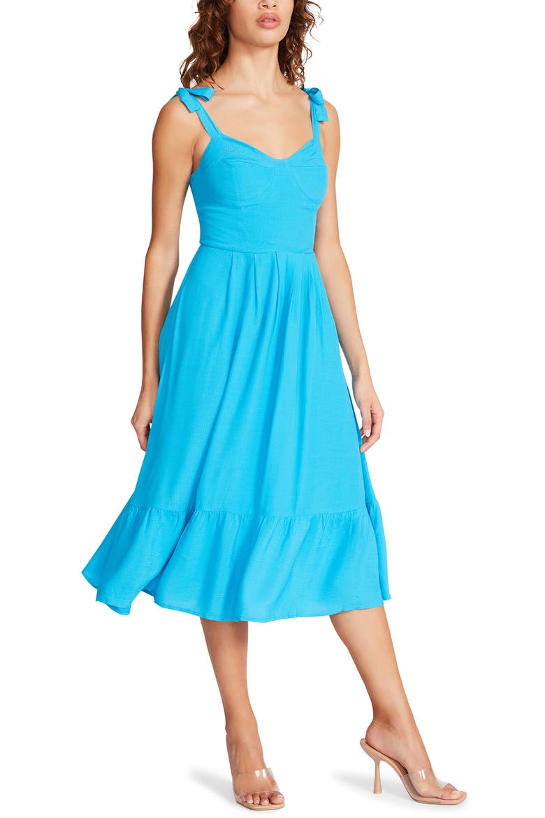 Sophia Rose Tie Strap Midi Sundress, Alternate, color, ARUBA BLUE