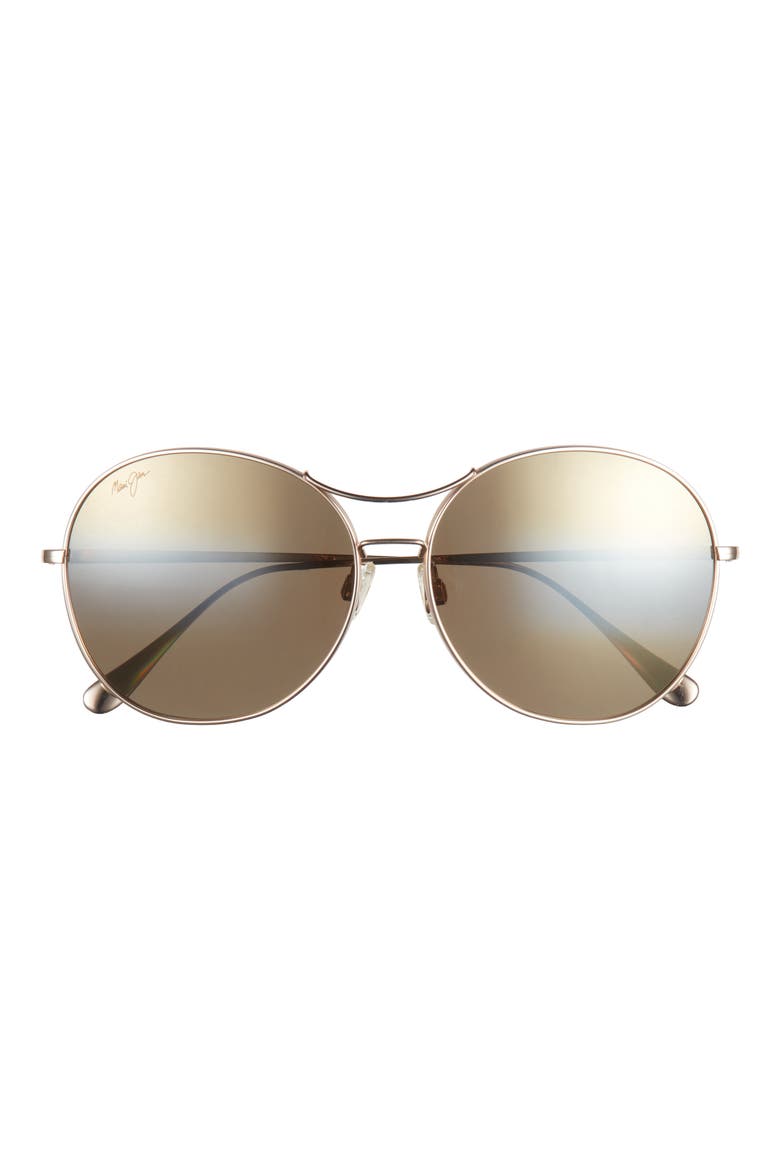 61mm Polarized Oval Sunglasses, Main, color, GOLD GOLD BRONZE