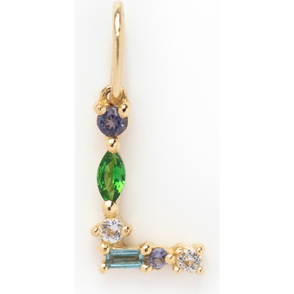 Local Eclectic Semiprecious Stone Initial Charm In Multi