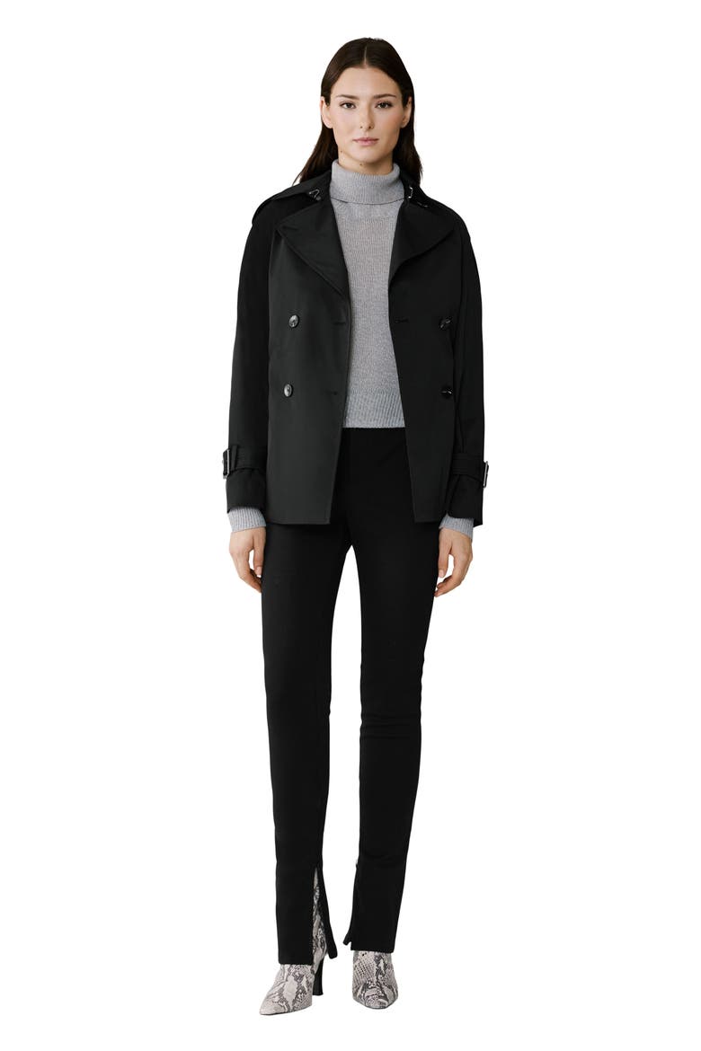 Becky Double Breasted Trench Coat, Alternate, color, BLACK