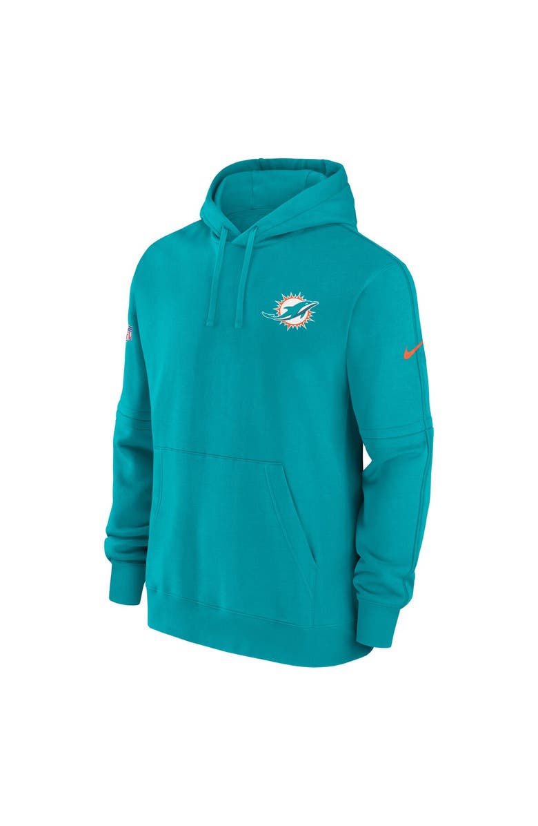 Nike Men's Nike Aqua Miami Dolphins Sideline Club Fleece Pullover Hoodie, Alternate, color,