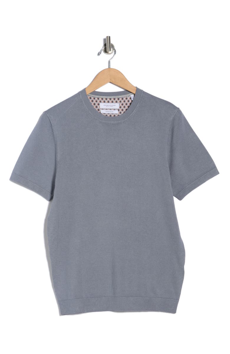 DENIM AND FLOWER Short Sleeve Sweater, Main, color, Light Grey