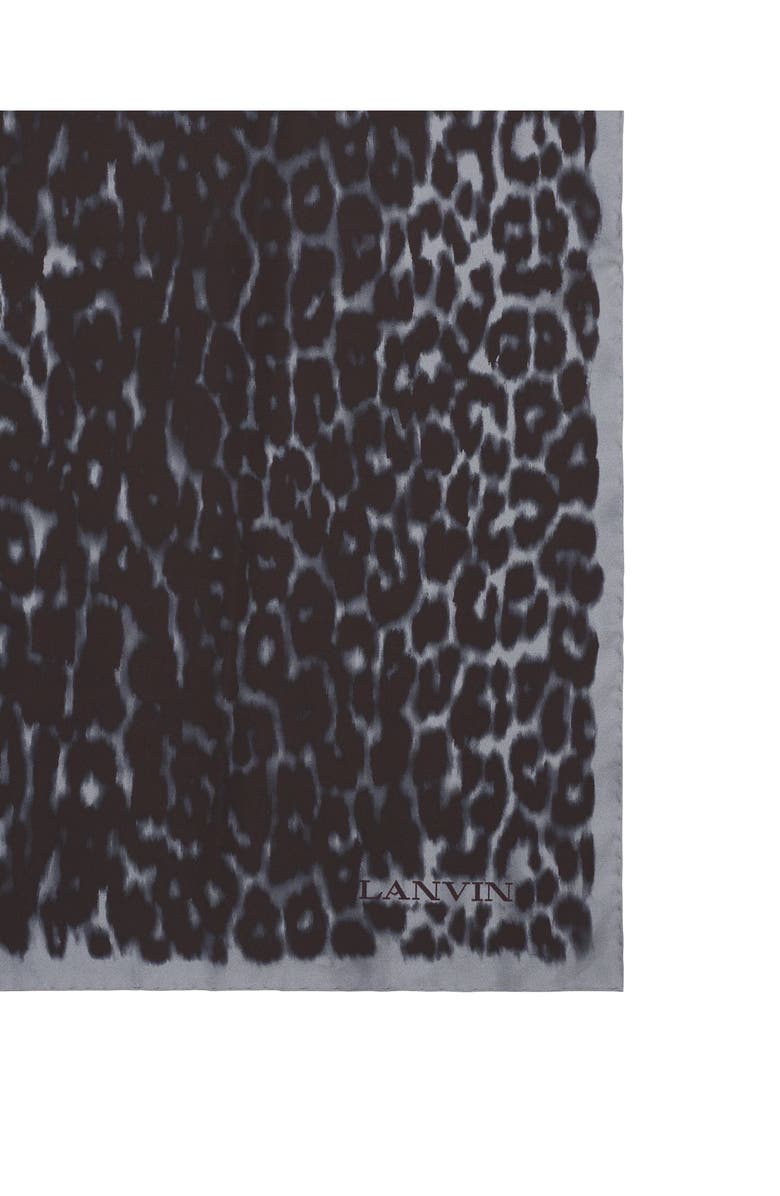 Lanvin Leopard Print Silk Scarf, Alternate, color, Grey