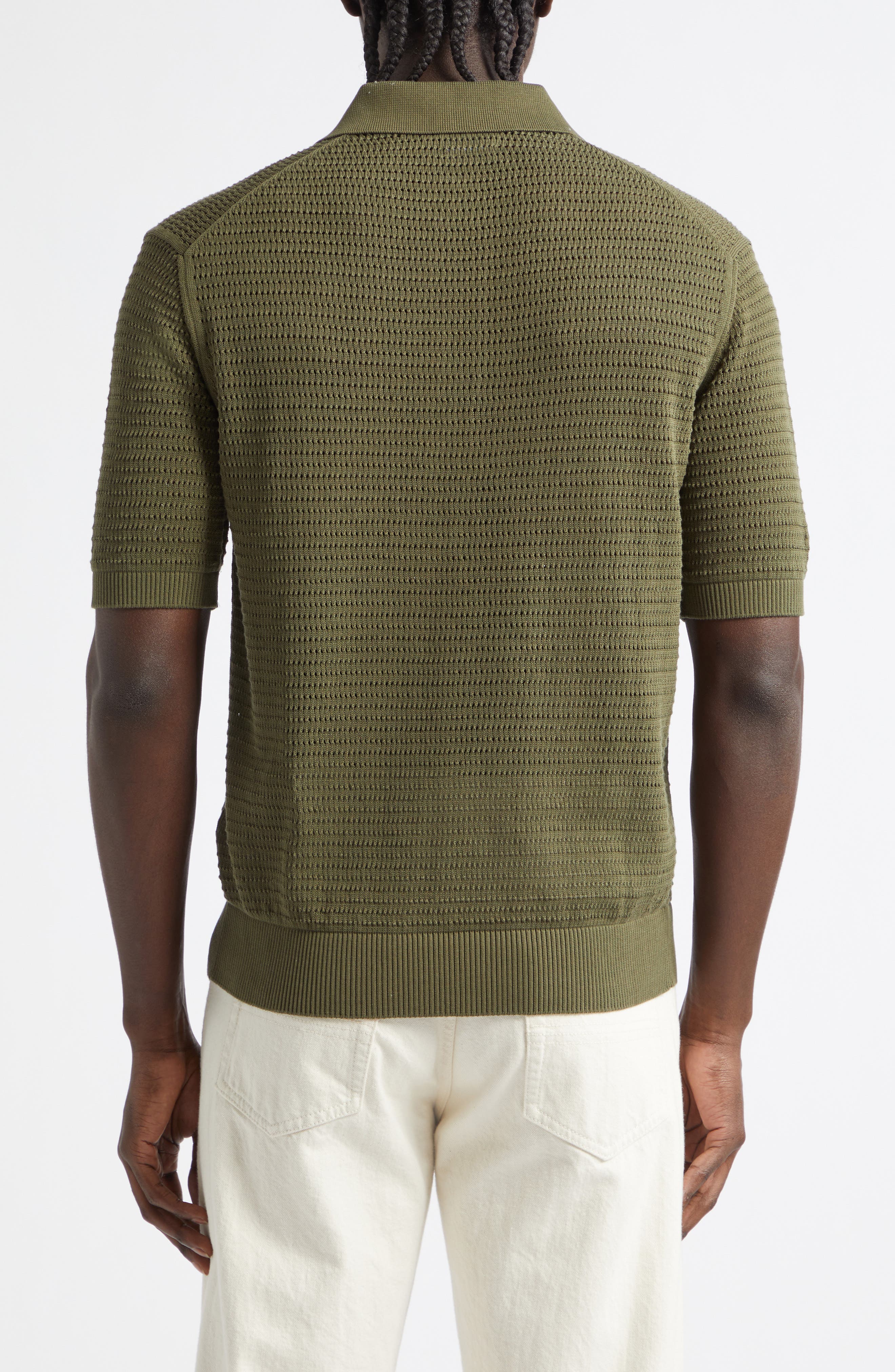 Cotton Mesh Polo Sweater - image 2