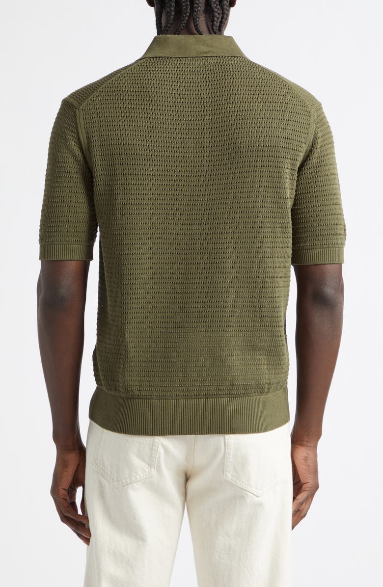 Drake's Cotton Mesh Polo Sweater, Alternate, color, Olive