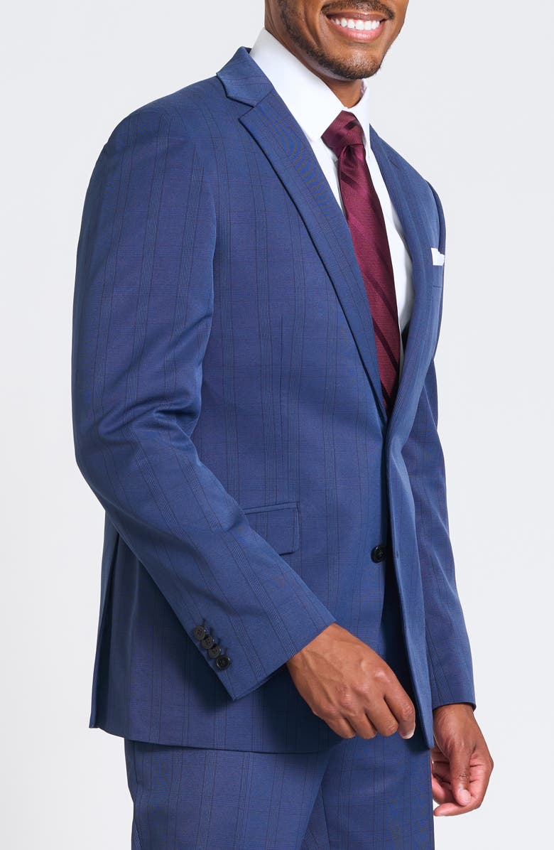 SAVILE ROW CO Navy Plaid Slim Fit Suit, Alternate, color, Navy