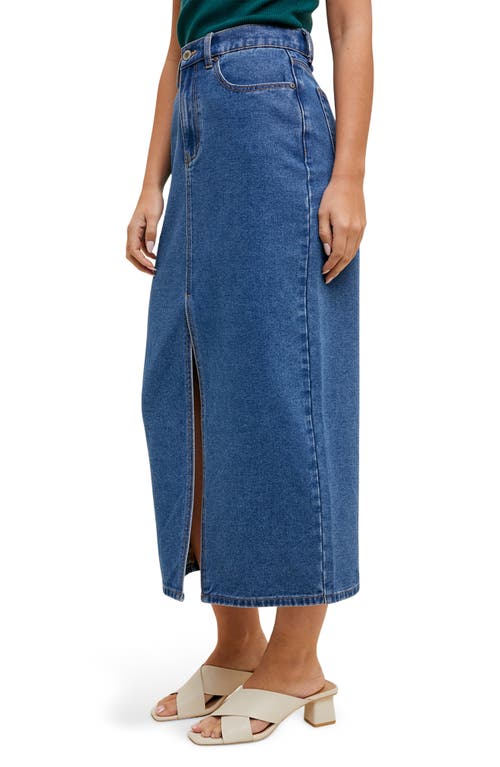 Wishlist For Days Denim Midi Skirt In Dark Wash In Blue