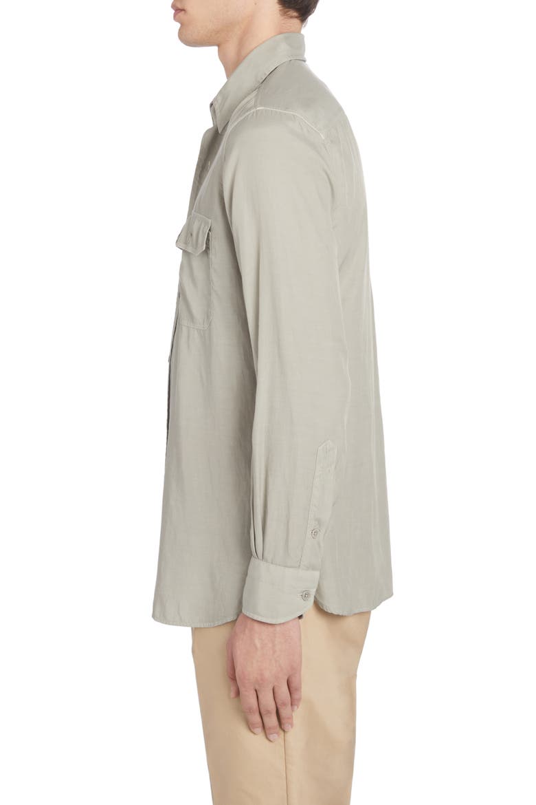 Military Fit Fluid Twill Button-Up Shirt, Alternate, color, SOFT GREY
